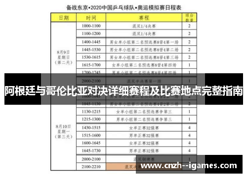 阿根廷与哥伦比亚对决详细赛程及比赛地点完整指南