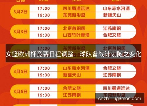 女篮欧洲杯竞赛日程调整，球队备战计划随之变化